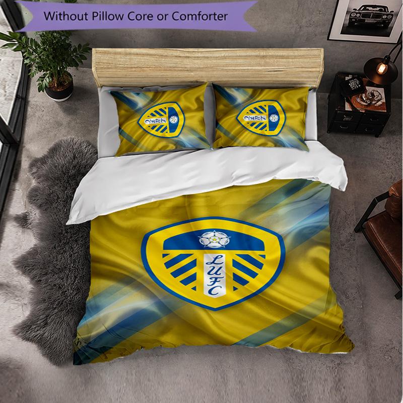 Biancheria da letto a tema Leeds United Set 3 Pezzi Copripiumino Biancheria da letto Decorativa Per Camera Adolescenti Decorazione Casa