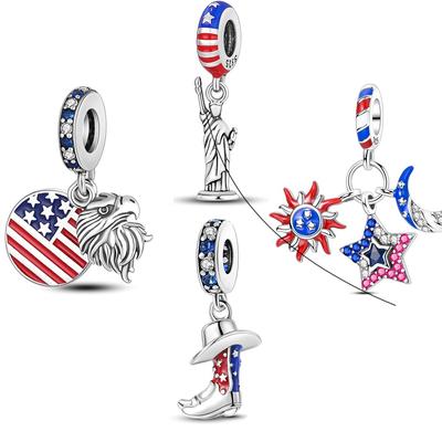 Copper Eagle And America Flag Dangle Copper Statue Of Liberty Charm Beads Accessories Bracelet Necklace Diy Jewelry