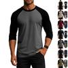 Men's Raglan Sleeve Athletic Shirt Three Piece Set Lightweight Breathable Stretch Fabric Casual Fit Sport Top
