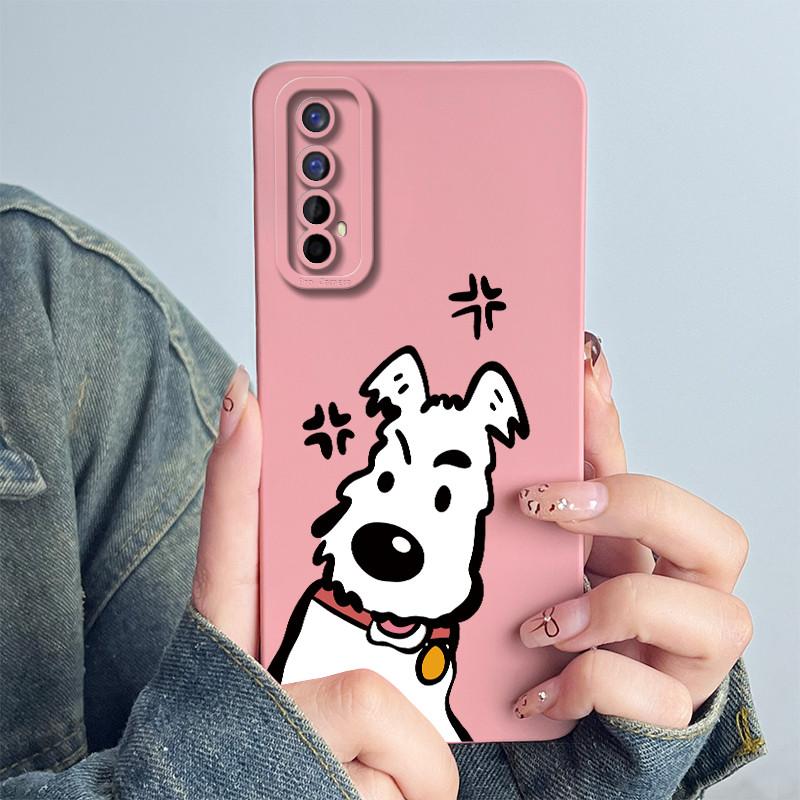 For Realme 7 RMX2151 RMX2155 Phone Case Realme7 4G Back Cover Soft Silicone Sweet Lovely Cartoon Panda Flower Printed Coque Capa