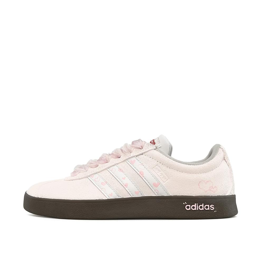 adidas VL COURT 2.0 Peach Spry Lightweight Low Top Skateboard Shoes Unisex White Pink JS3003(Team920-)