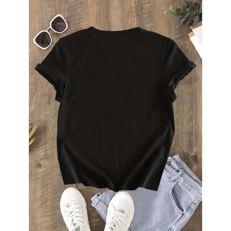 Hello Kitty Valentinstag T-Shirt - Schwarz Kurzarm Rundhalsausschnitt mit Roten Rosen & Herzen Design Weicher Mikro-Elastischer Stoff Lässiges Damenmode Oberteil