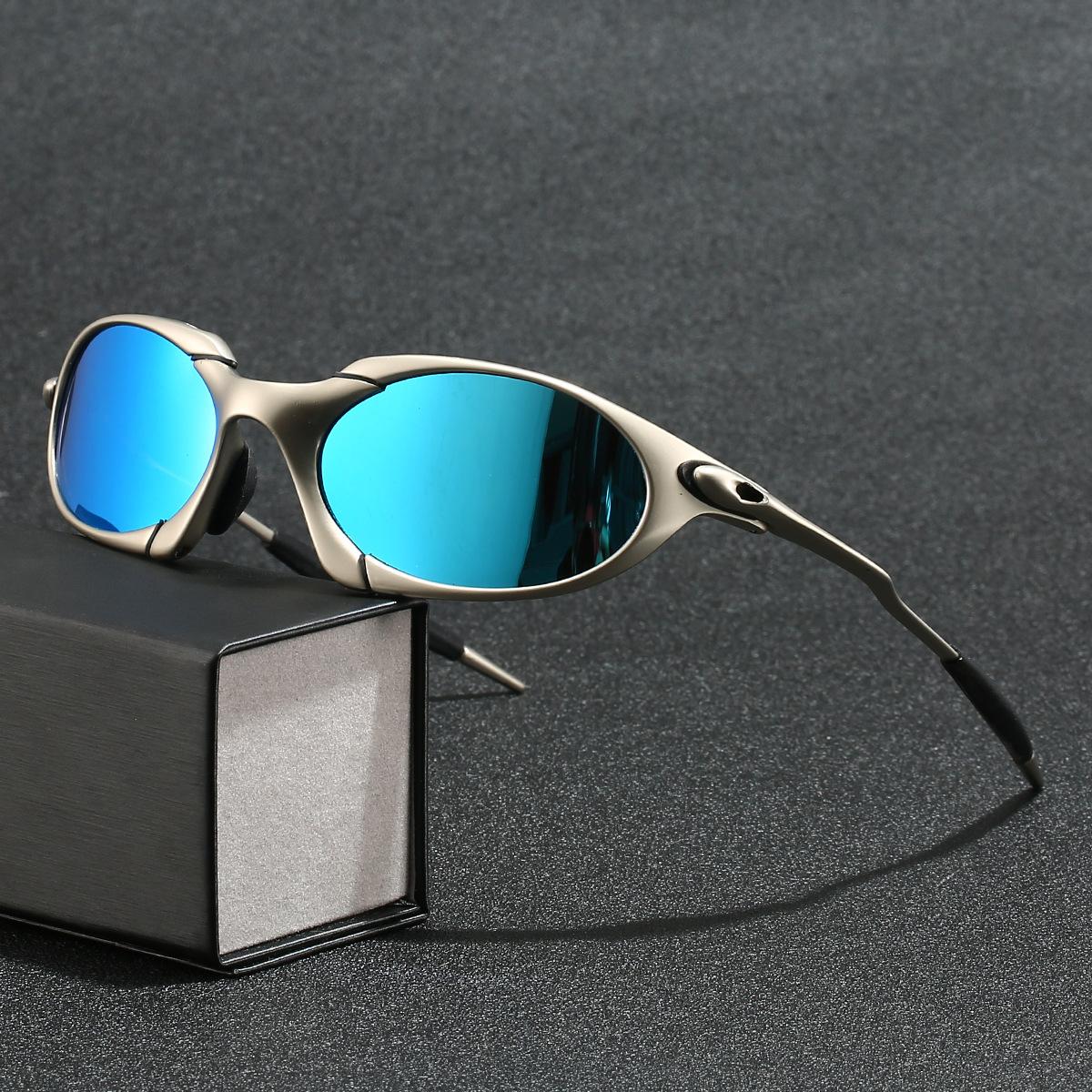 Поляризованные Металлические Песочно-Серебристые Очки для Велоспорта, Солнцезащитные Очки для Альпинизма