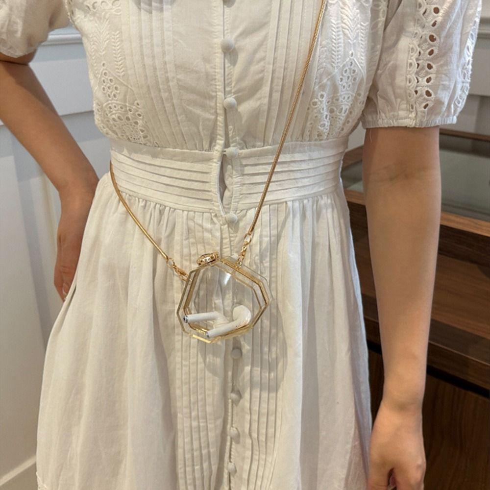 Gold Lock Buckle Clear Acrylic Chain Bag with Chain Strap Small Clutch Purse  Wedding