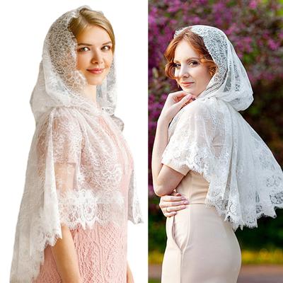 Woman Lace Shawl Wedding Church Lace Trim Scarf Soft Lightweight Scarf with Hoodie for Hot Weather Sunproof Supplies