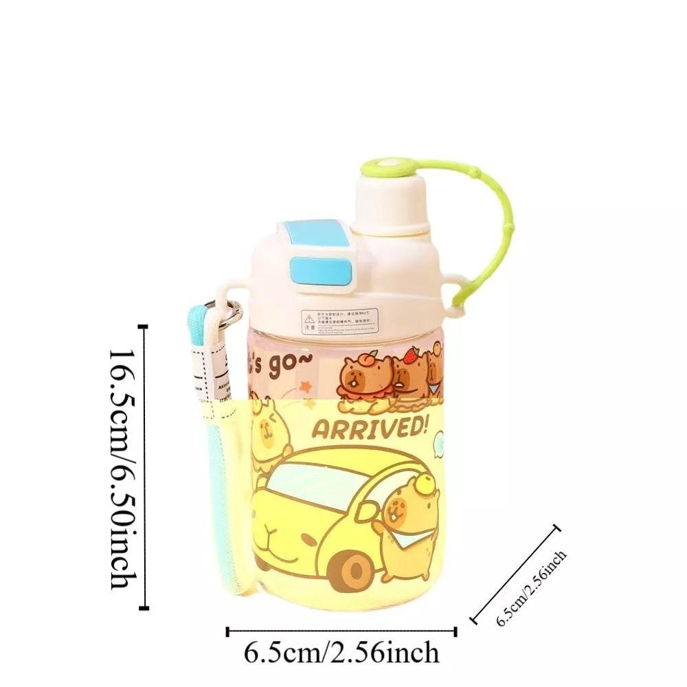 Cartoon Capybara Water Bottle 600ML Student Water Bottle Portable Double Drinking Cup  Summer