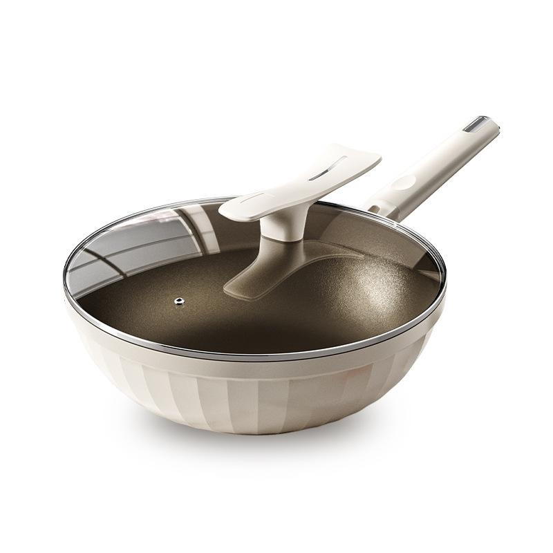 Titanium frying pan non-stick wok household flat-bottomed cooking pan ceramic pot suitable for gas stove induction cooker
