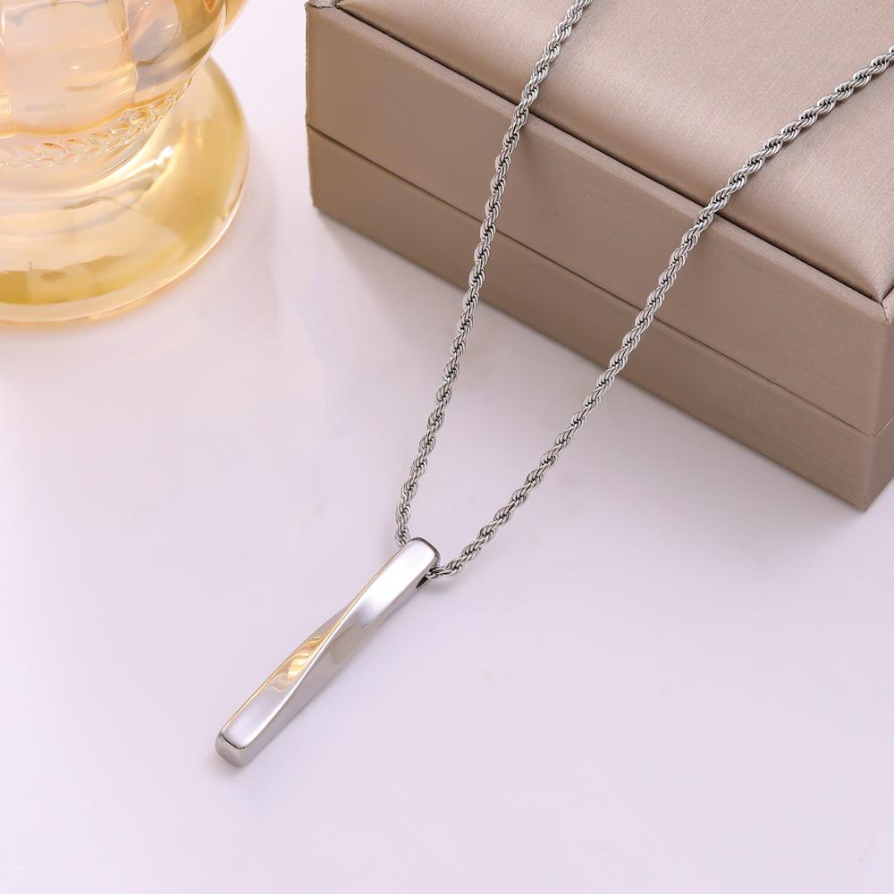 Cross-border Spiral Long Bar Titanium Steel Couple Necklace - Hip Hop Ins Cold Style