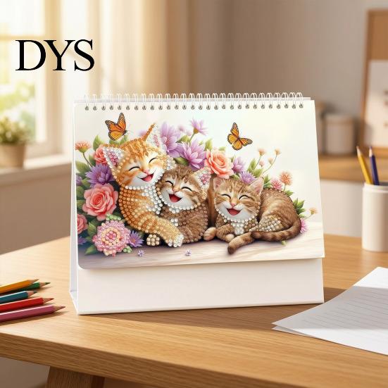 Practical Tabletop Planner Diamond Art Desk Calendar Kit, 2027 Craft 12 Monthly Desktop Organizer from Jan To Dec, DIY for Home Office Decor Kit