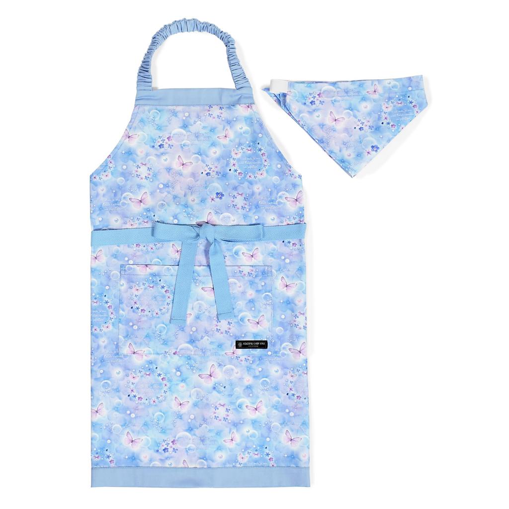 COLORFUL CANDY STYLE Set Drawstring Bag Gym Clothes Bag Apron Cooking Class Kitchen Helper Triangle Bandana Set Moonlight Butterfly Elementary School