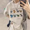 American cotton short-sleeved t-shirt women's summer new loose large size fat mm design sense niche half-sleeved thin top