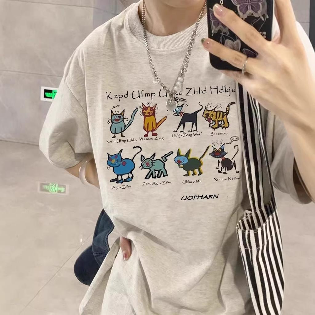 American cotton short-sleeved t-shirt women's summer new loose large size fat mm design sense niche half-sleeved thin top
