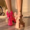 Platform Mary Jane High Heels Women Luxury Chunky Heeled Buckle Strap Pink Bow Lolita Shoes Female Sweet Cosplay Pumps