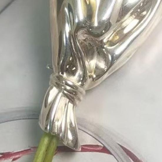 Bouquet Brooch Lightweight Alloy Vase Silhouette Insert Real/Dried Flowers Wearable Art Pin Polished Metal Finish Badge