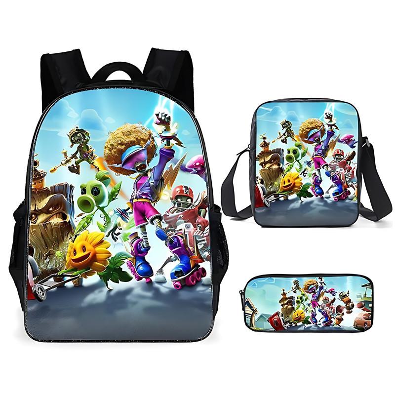 Vs Plants Zombies Kids School Backpack Threepiece Gift Set For Students Young