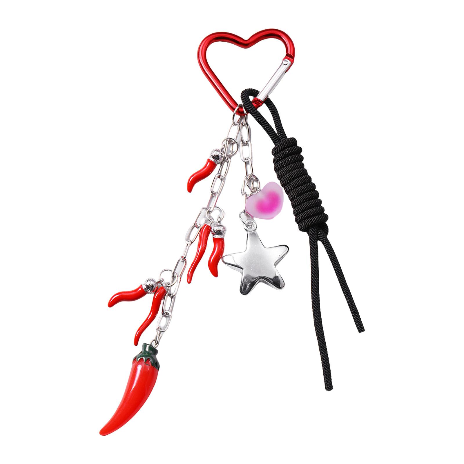 

3D Брелок с перцем чили в форме сердца и звезды Привлекательный брелок с перцем чили с подвеской в виде сердца и звезды для пар или друзей 2