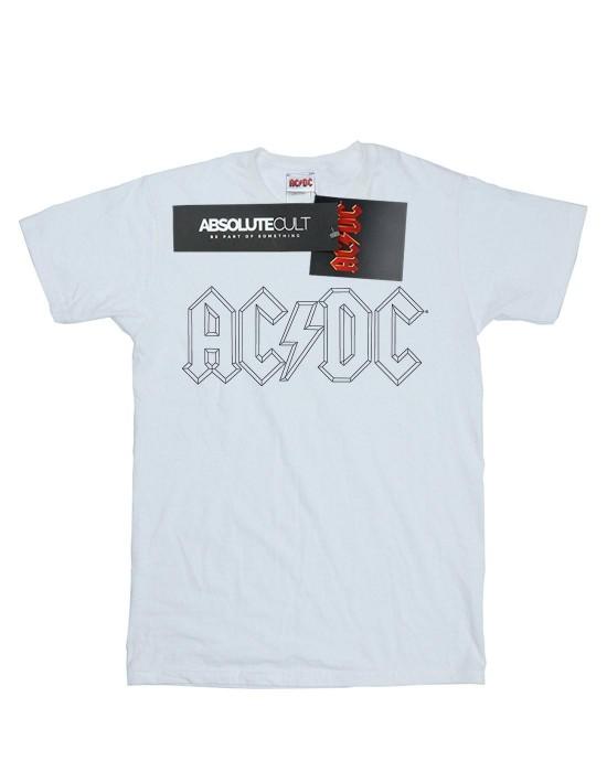 AC/DC Womens/Ladies Black Outline Logo Cotton Boyfriend T-Shirt