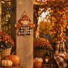 Front Door Welcome Sign Fall Wooden Hanging Sign Autumn Scarecrow & Pumpkin Maple Leaf Decor Hanger Harvest Thanksgiving Decor Farmhouse