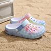 Summer Men's & Women's Sandals Tie-Dye Pattern Clogs Slip On Lightweight Two-Way Wear Garden Clogs Non-Slip Beach Slides