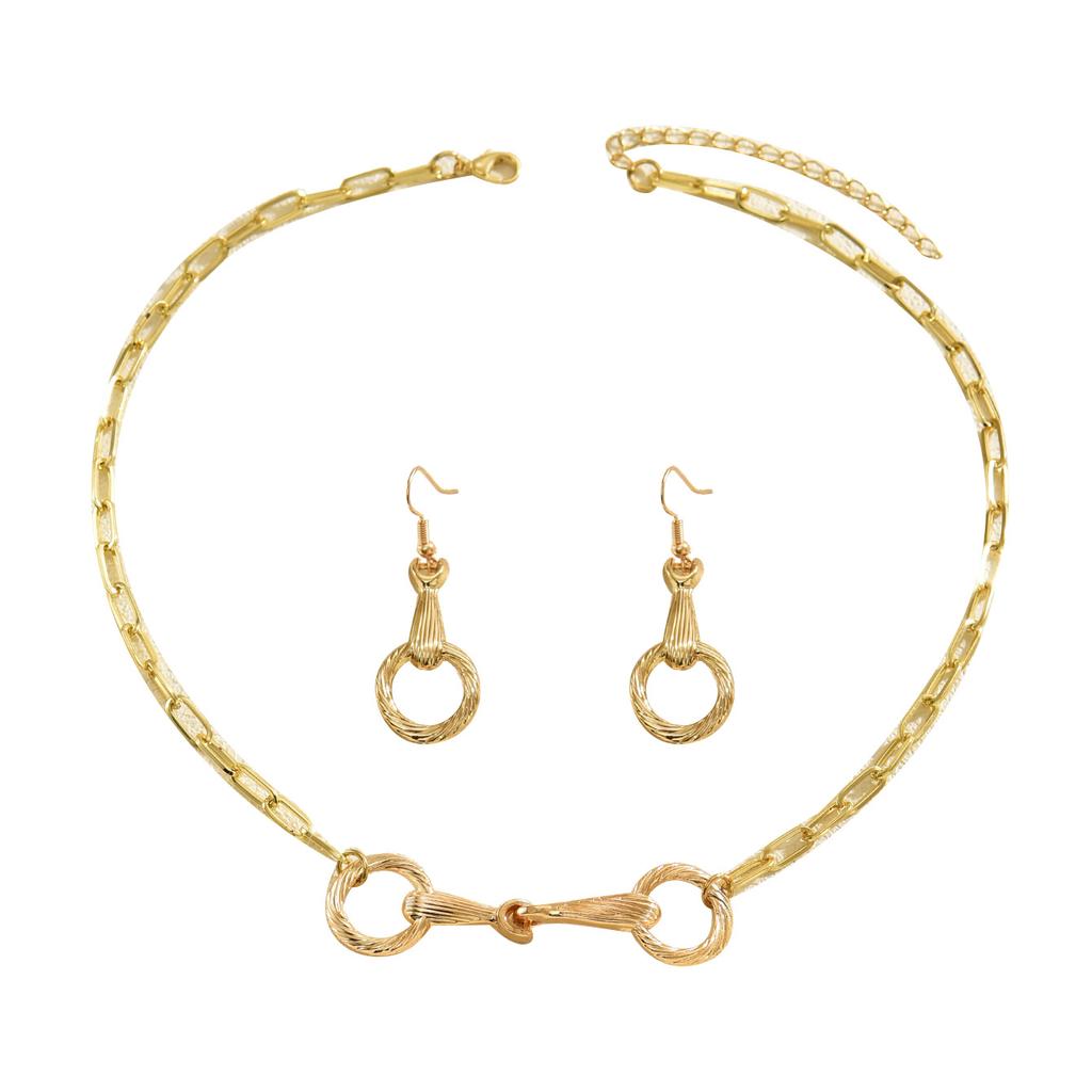 Jewelry Set Light Luxury Circle Design Necklace and Earrings