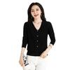 Women's V-neck Pullover Long Sleeved Knitted Sweater Pullover Long Sleeved Knitted Sweater