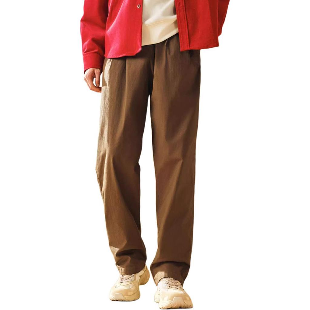 Anta Good Things Happen Series Mid-Rise Comfortable Breathable Versatile Loose Straight Casual Pants Men Bottoms Copper-Brown 152518517-1