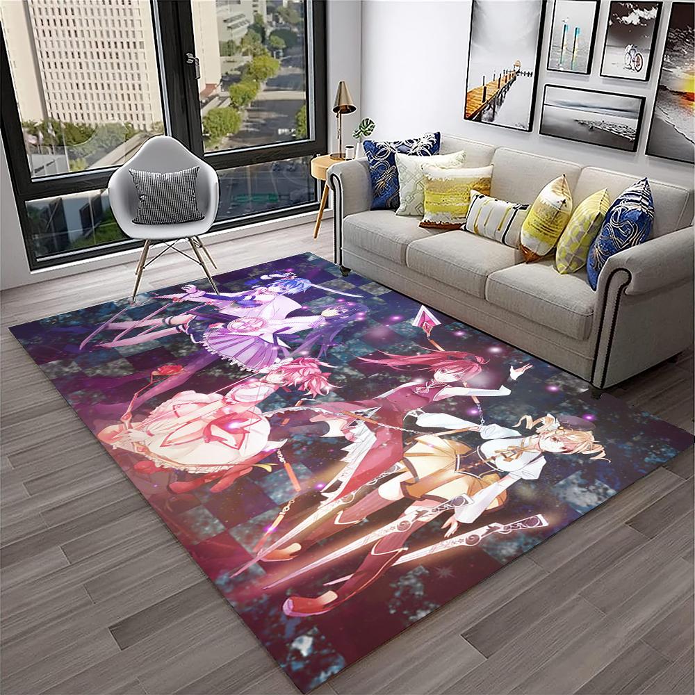3D Cartoon Puella Magi Madoka Magica Carpet Rug for Home Living Room Bedroom Sofa Doormat Decor,kids Area Rug Non-slip Floor Mat