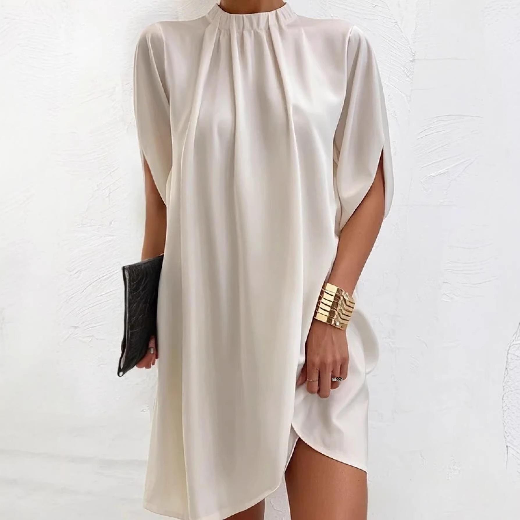 

2026 European & American Plus Size Women s Round Neck Loose Dress 2XL шампанського