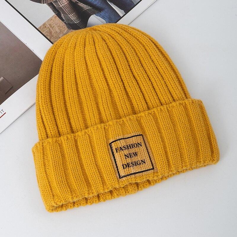 Nuevos sombreros de invierno para mujer, gorro cálido Kpop Steeetwear, gorro para mujer, etiqueta transparente informal, sombreros tejidos de invierno
