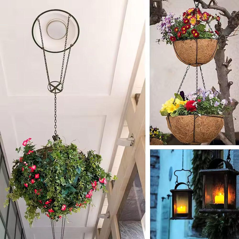 1pc 40cm Garden Basket Hanging Metal Chains Flower Planter Pots Holder 3/4 Point Plant Hanger Home Garden Tools