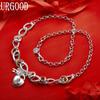 925 Sterling Silver Color Block Love Lock Key Necklace - Banquet Gift Jewelry