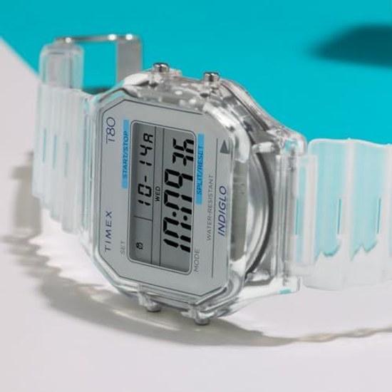 TIMEX T80 Watch Quartz 30M Water Resistant Acrylic Clear Dial TW2Y36400 Unisex