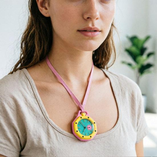 Orologio da tasca ottagonale colorato, Orologio analogico al quarzo meccanico, Orologio da tasca con cassa traforata con cinturino in ecopelle per uomo donna