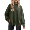 2025 Women's Round Neck Batwing Long Sleeve Knit Sweater with Exposed Seam and Side Slit
