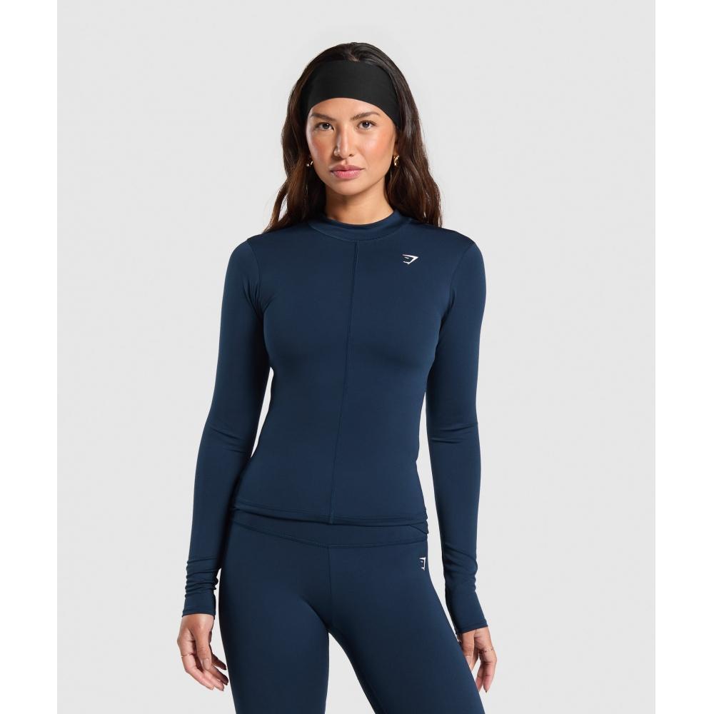 

GYMSHARK Everyday High Neck Long Sleeve Top Navy B9A6B UB9P L
