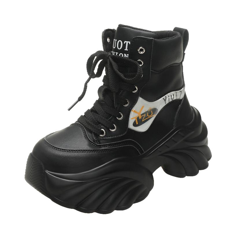 Fashion 2025 New Women Winter Flats Platform Sport Ankle Boots Pu Leather Lace Up Fashion Casual Walking Shoes Women Trend Comfort Boots