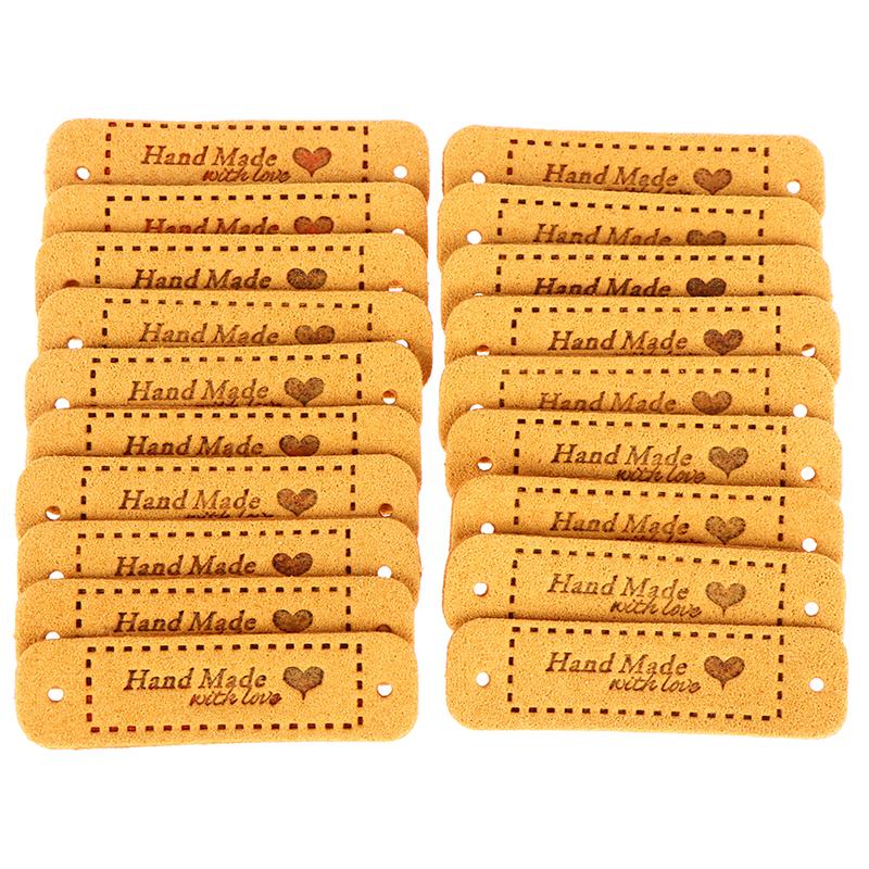 20Pcs Tags Handmade With Love Labels Clothing Tags Diy Crafts Sewing 56*15Mm