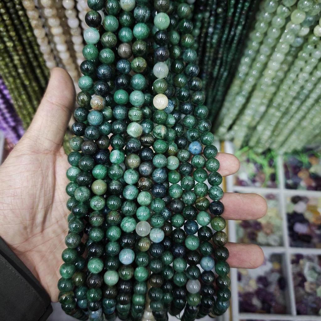 Natural Green Mica Round Beads 4-10mm for DIY Bracelet Jewelry Making