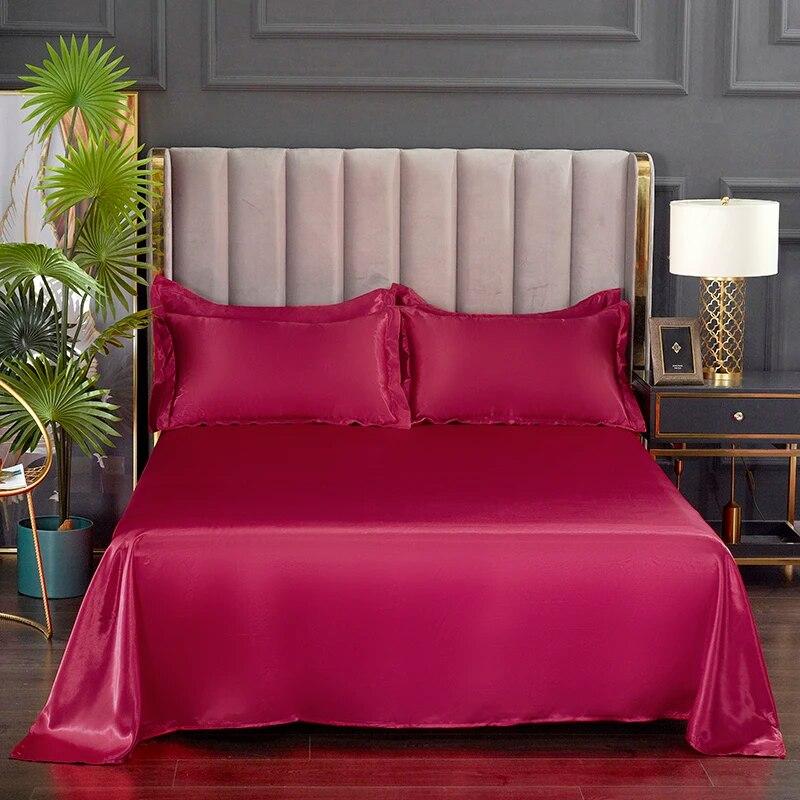Fashionable Rayon Bed Sheets, Solid Color Single Double Bed And A Comfortable And Cool Mattress Cover 240x270cm /200x230cm.