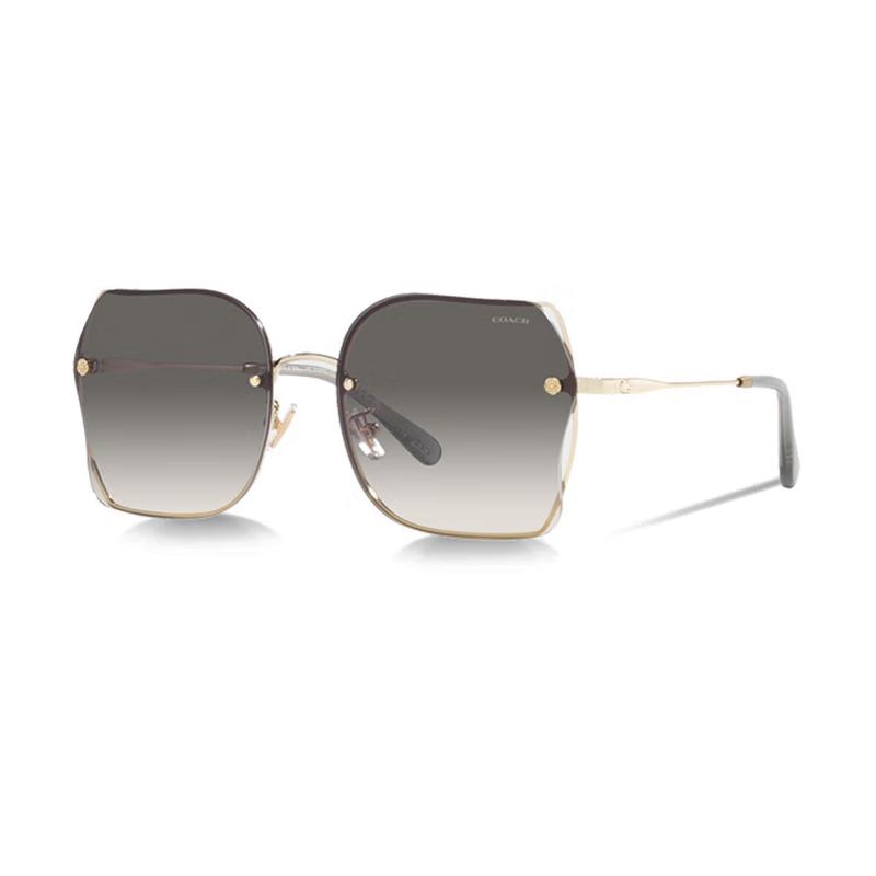 COACH [Available prescriptions] Thin frame logo logo tea rose wings alloy frame irregular sunglasses women s style золотой