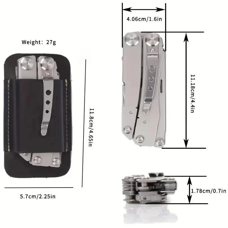 Quick Release Folding Knife Sheath 5Inch Leather Pouch Snap Lock Belt Clip Portable Outdoor Blade Storage Protective Cover Case