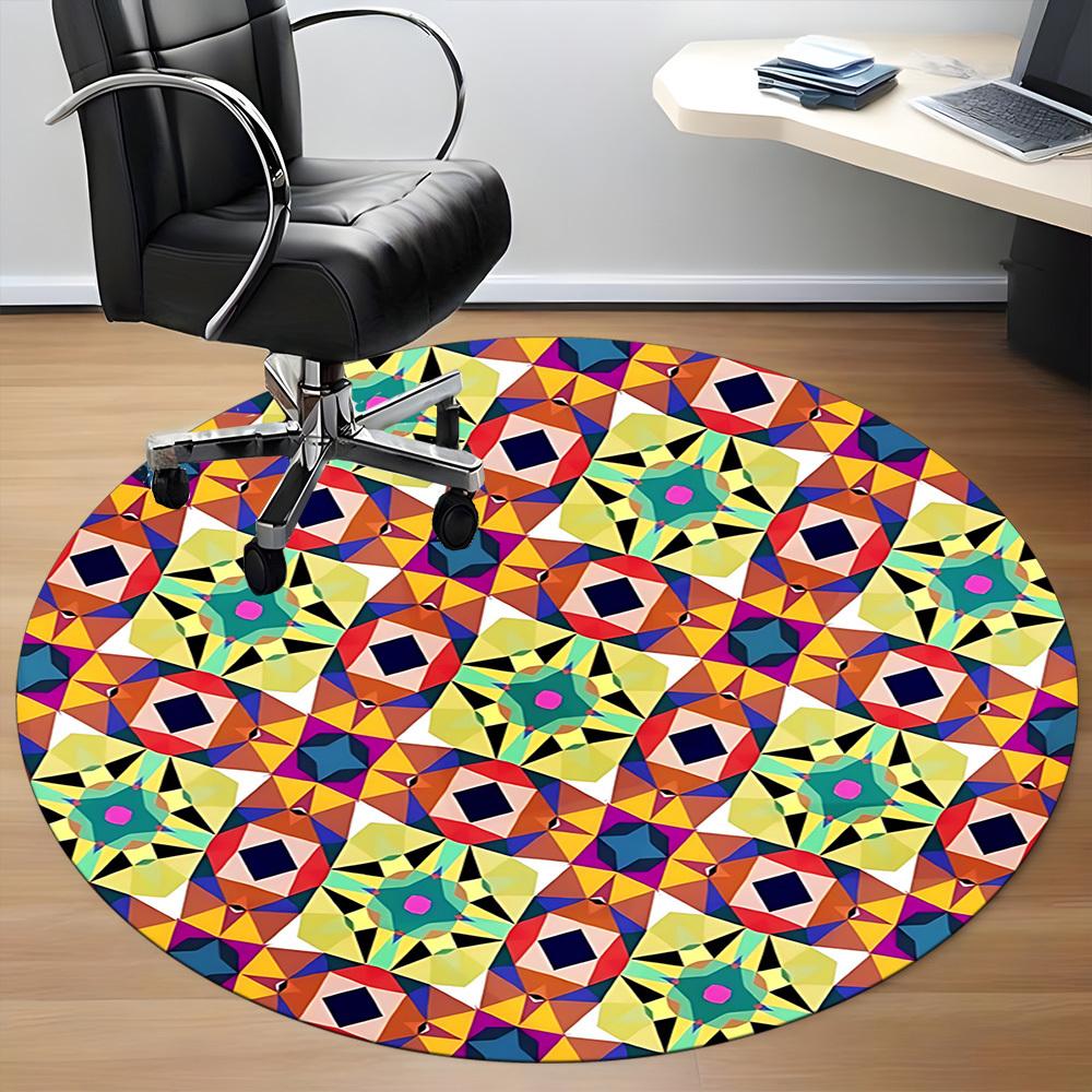 1 Stück Kaleidoskop Muster Stuhlteppich für Büro Rutschfest, Maschinenwaschbarer Teppich für Büro, Zimmer - Feiertagsdekoration, Maschinell hergestellt yy251016043