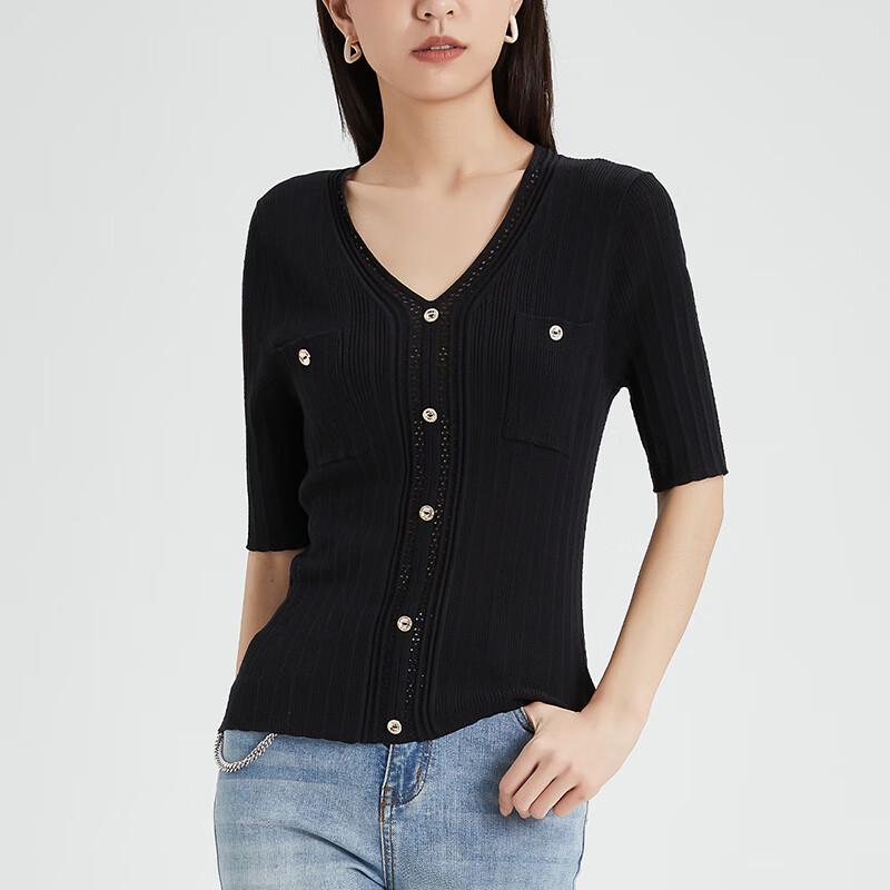 Shetu Women's V-Neck Short-Sleeve Knit Top