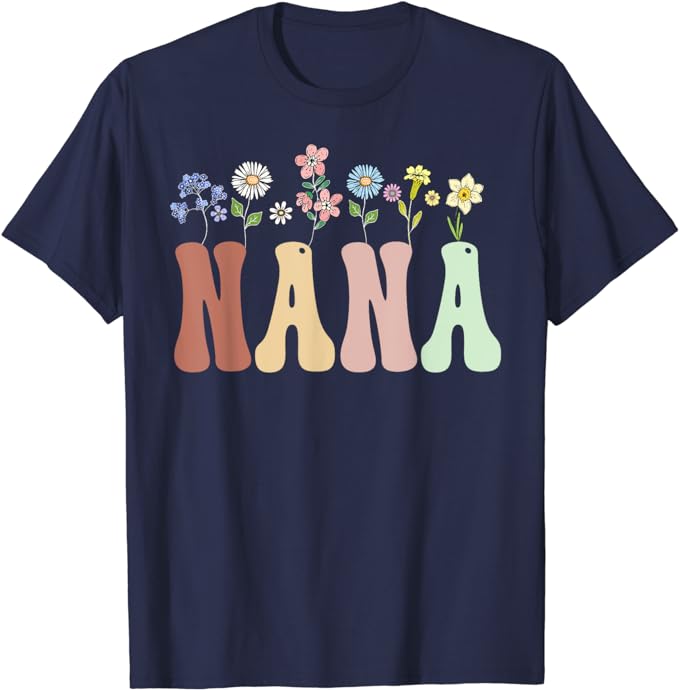 Grammy Gifts Women Wildflower Floral Design Grammy T-Shirt Women's Fashion Nana Gigi Grandma Tees Yaya Mimi Mother's Day Clothes