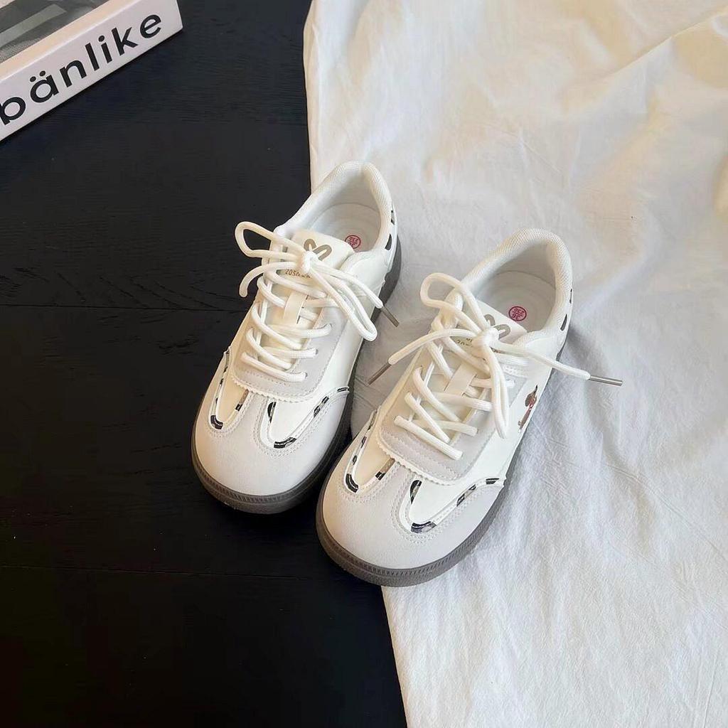 Chic Autumn 2025 Women's Thick-Soled German Puppy Print Canvas Shoes: Versatile Casual Sneakers