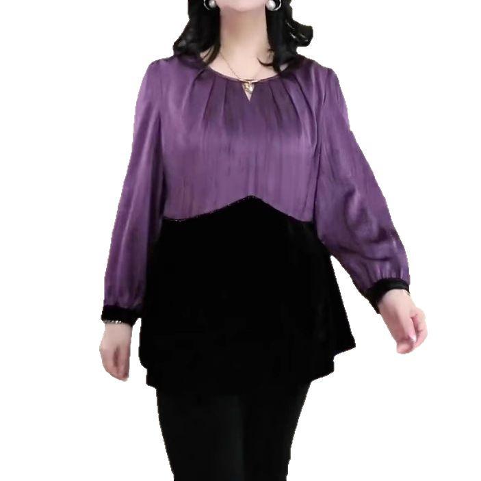 Spring Silky Long-Sleeve Plus Size Shirt for Women