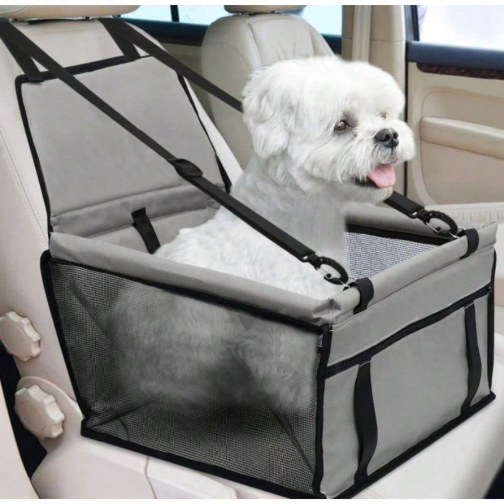Dog Car Seat, Travel Pe-Style Dog Booster Seat, Breathable Dog Car Seat, with Adjustable Seat Belt Design серый