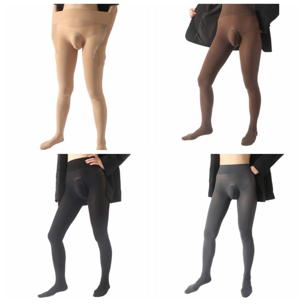Solid Color Men's Elastic Pantyhose High Elastic 80D Velvet Stockings Seamless Sheath Tights Men