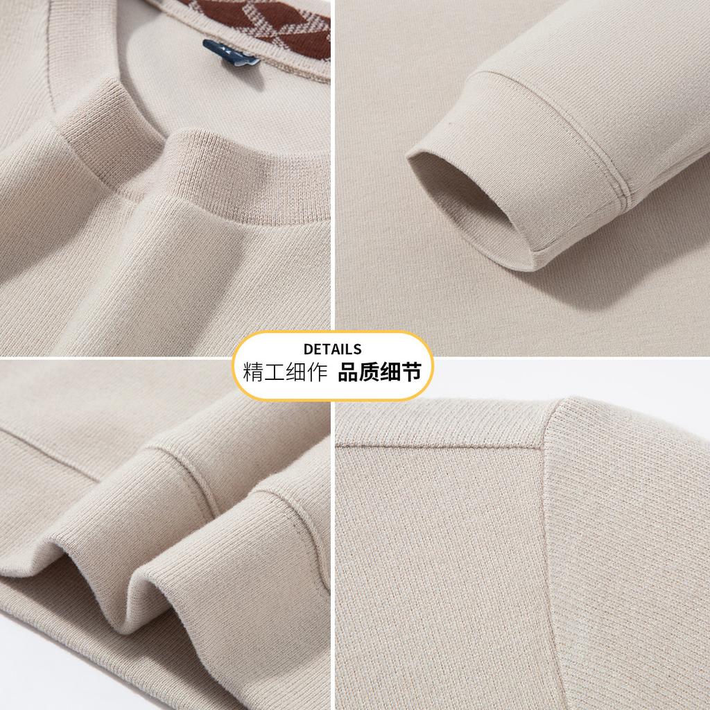 [Modal/Cashmere&Cotton] Spring Business Casual Silk Smooth Comfortable Solid Color Loose Men's Sweatshirt