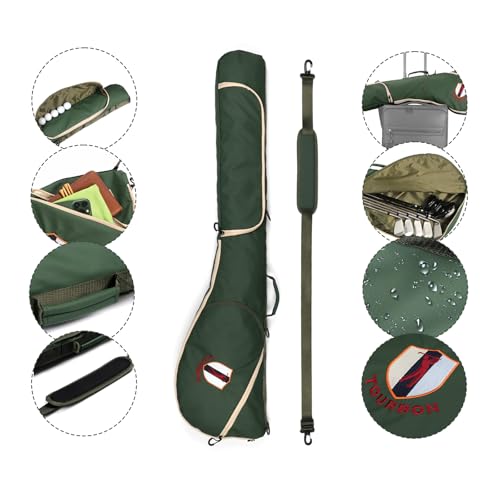 TOURBON Golf Bag Sunday Carry Golf Club Holder Case for Driving Range, Mini Course, Practice, Lightweight, Travel, Unisex (Green)